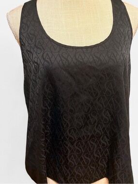 Victoria's Secret Black Satin Logo Jacquard Tank